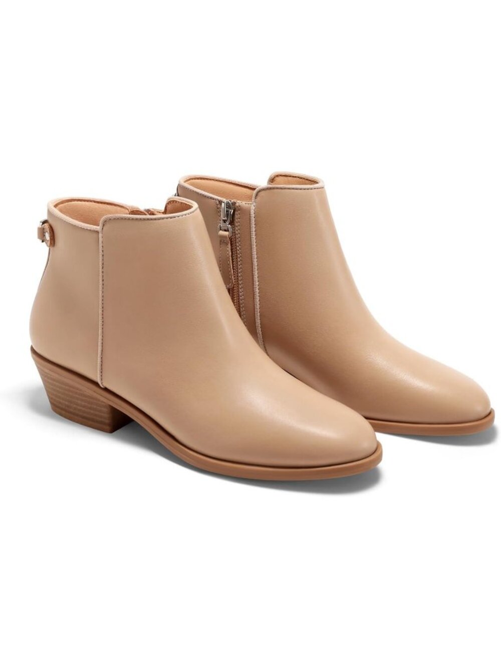 Women's Khaki Chunky Low Heel Side Zipper Fall Dress Pointed Toe Short Boots